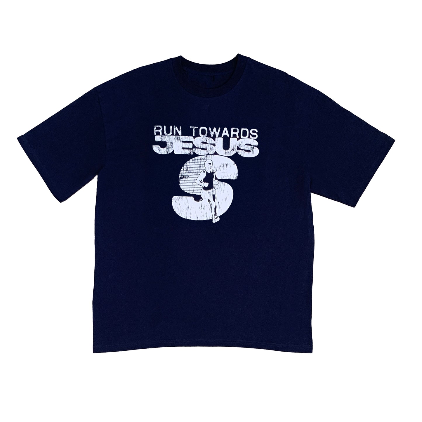 RUN TOWARDS JESUS TEE, NAVY BLUE